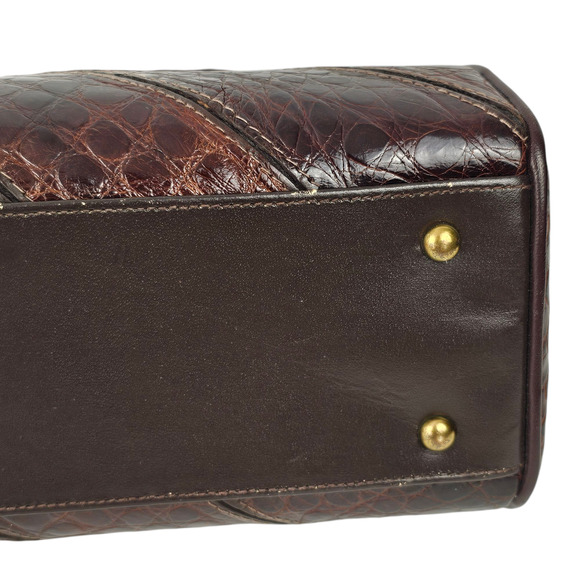 VTG 1970s Andrew Geller brown reptile patterned leather handbag VGUC - Picture 4 of 14